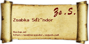 Zsabka Sándor névjegykártya